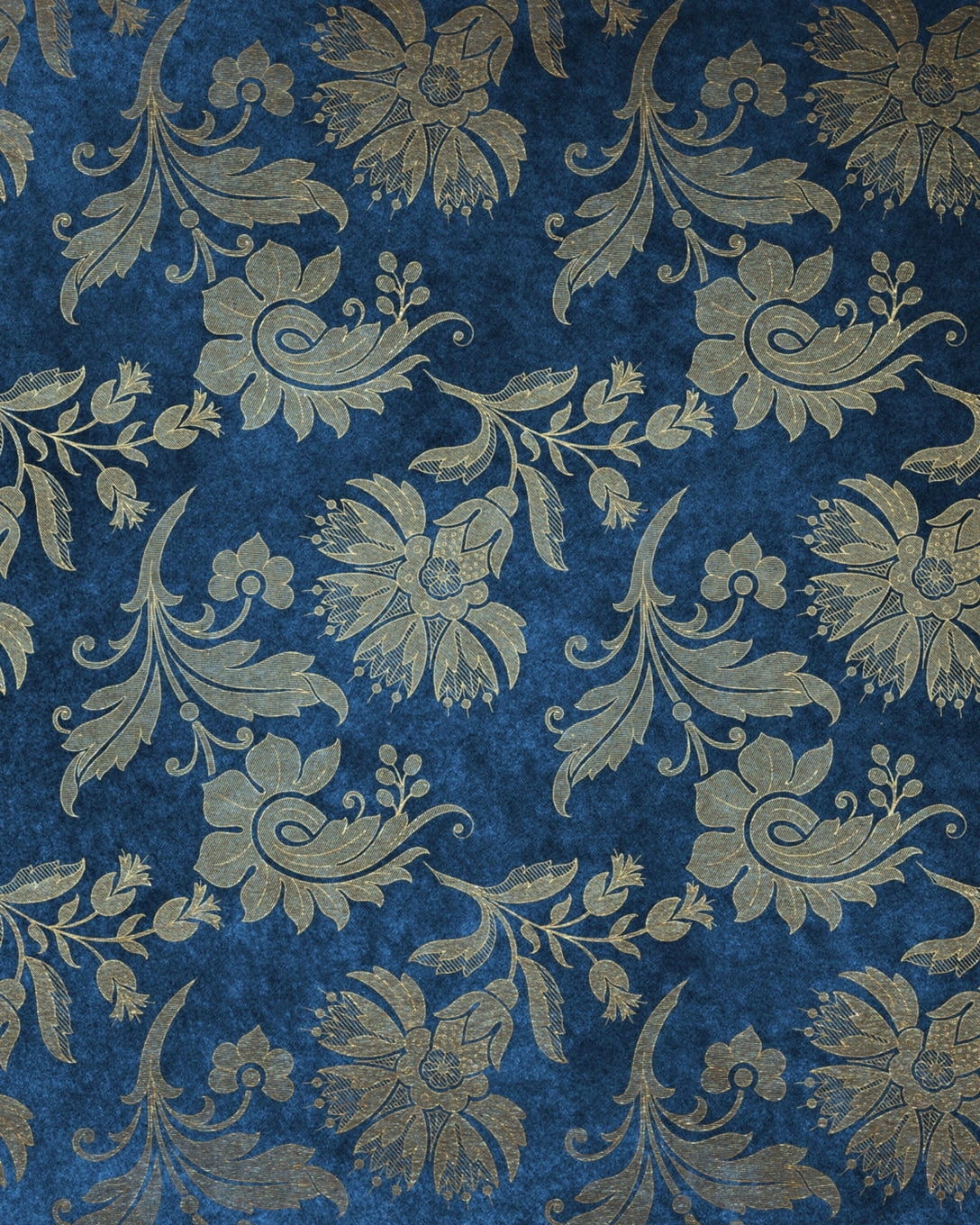 8x10 Blank Softcover Notebook Blue Floral Velvet Composition Notebook