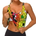 thumbnail image 2 of Sikiie Colorful Tie Dye Stained Glass 1 Print Strappy Sports Bra for Women Padded Push Up Sports Bra Athletic Running Sports Bra Workout Bra Yoga Bra, 2 of 5