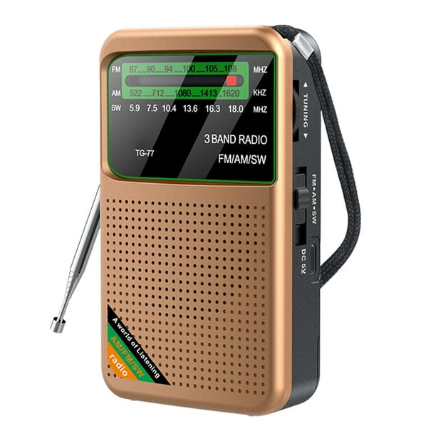 Radio Recargable Portátil FM AM SW Con Conector para (oro)