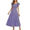 thumbnail image 1 of Hyknon Robes pour Femmes Mode Printemps/été Couleur Unie Manches Courtes Robe Confortable Décontractée Douce Fluide Ample, 1 of 4