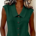 thumbnail image 4 of Uootdi Women's Blouses Sleeveless Button Down Linen Look Solid Shirts Summer Vacation Style Airy Comfortable Relaxed Fit Tunics Gift, 4 of 7