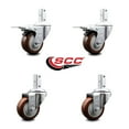thumbnail image 2 of 3 Inch Maroon Poly Swivel 7/8 Inch Square Stem Caster Set 2 Total Lock Brakes, 2 of 2
