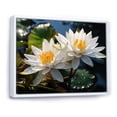 thumbnail image 2 of Designart "White Yellow Lotus landscape IV" Floral Floater Framed Wall Art Living Room, 2 of 7