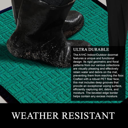 A1HC Indoor Outdoor Mat, Front and Back Entrance Welcome Mats, Front Door Patio Mats 16X24 Inches, Non-Slip Easy Clean Entrance Washable Doormats, Green