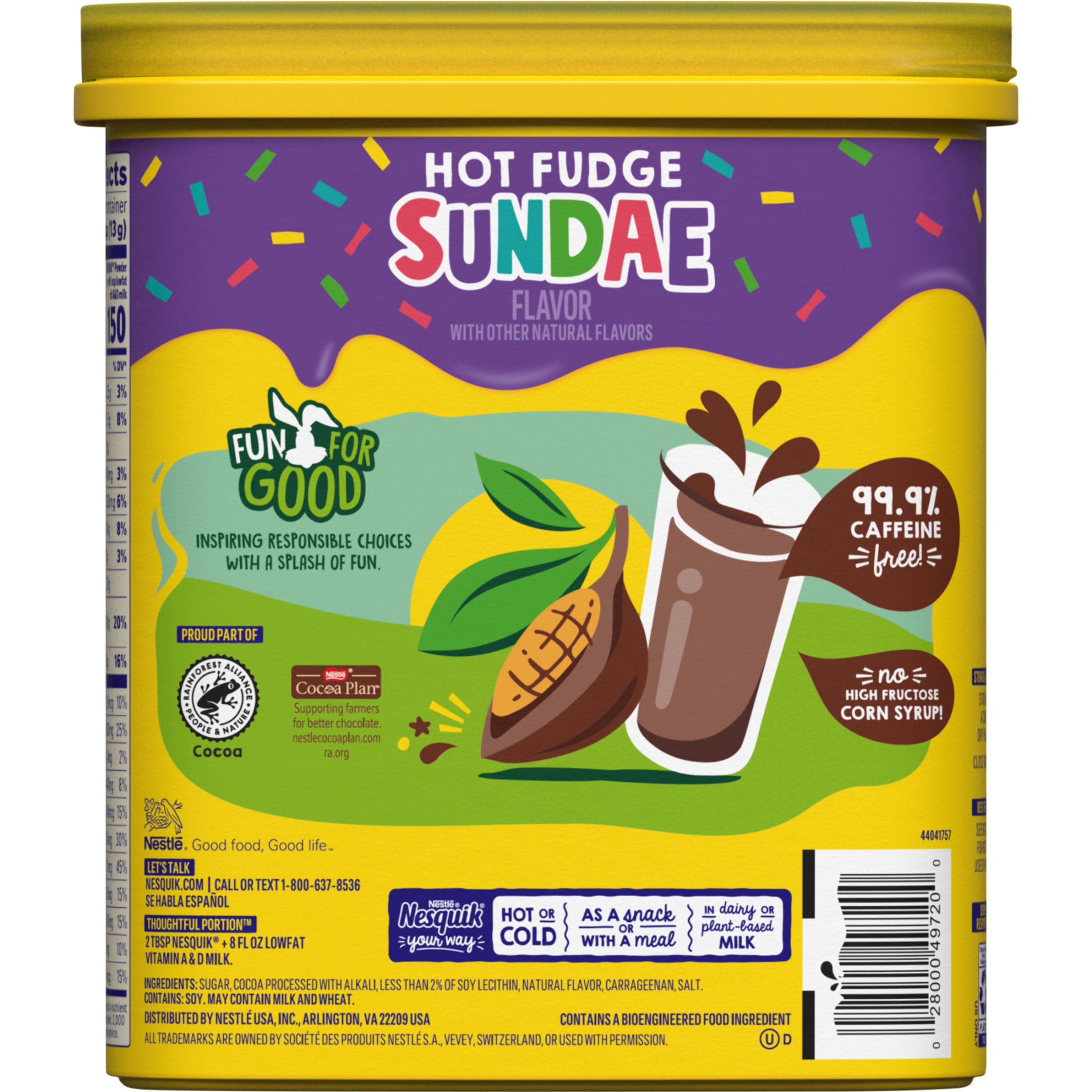 Nestle Nesquik Hot Fudge Sundae Flavor Powder Drink Mix, 18.519 oz, Can