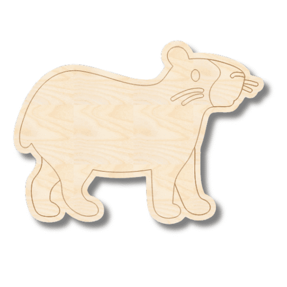 Unfinished Wood Etched Capybara Shape 3" / 1/8"