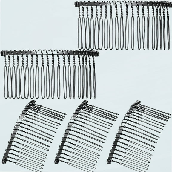 5 Pieces Hair Combs for Women Accessories Metal Bridal Hair Comb 20 Teeth Wedding Veil Comb Decorative for Women Girls Fine Hair(Black)
