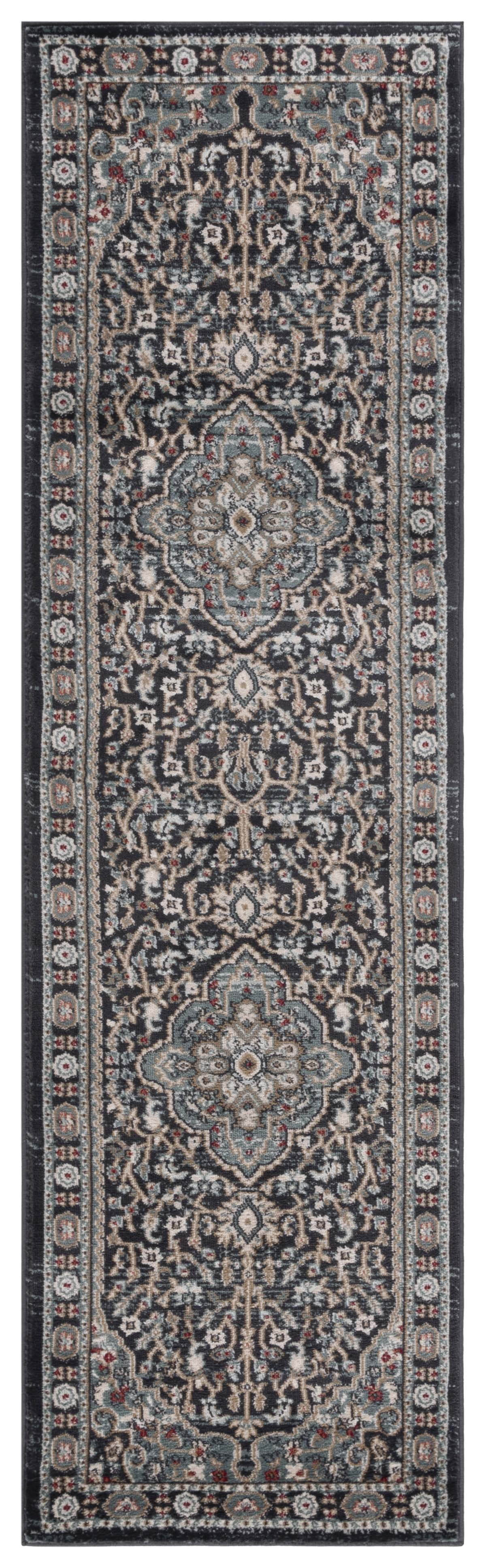 Safavieh Lyndhurst Idella Floral Runner Rug, Anthracite/Teal, 2'3" x 22'