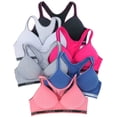thumbnail image 2 of ToBeInStyle Women's Pack of 6 Vibrant Sports Bras with Sports Logo on Lower Band & Outlined Detail - Peachy Cool Tones - 40D, 2 of 6