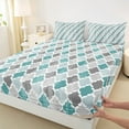 thumbnail image 3 of jejeloiu Bohemian Rhombus Flower Twin Sheet Set (3-Piece) Modern Abstract Geometric Microfiber Decor For Kids, 3 of 7