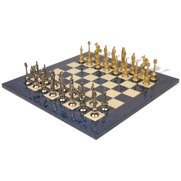 Large Napoleon Theme Chess Set with Brass & Nickel Pieces by Italfama