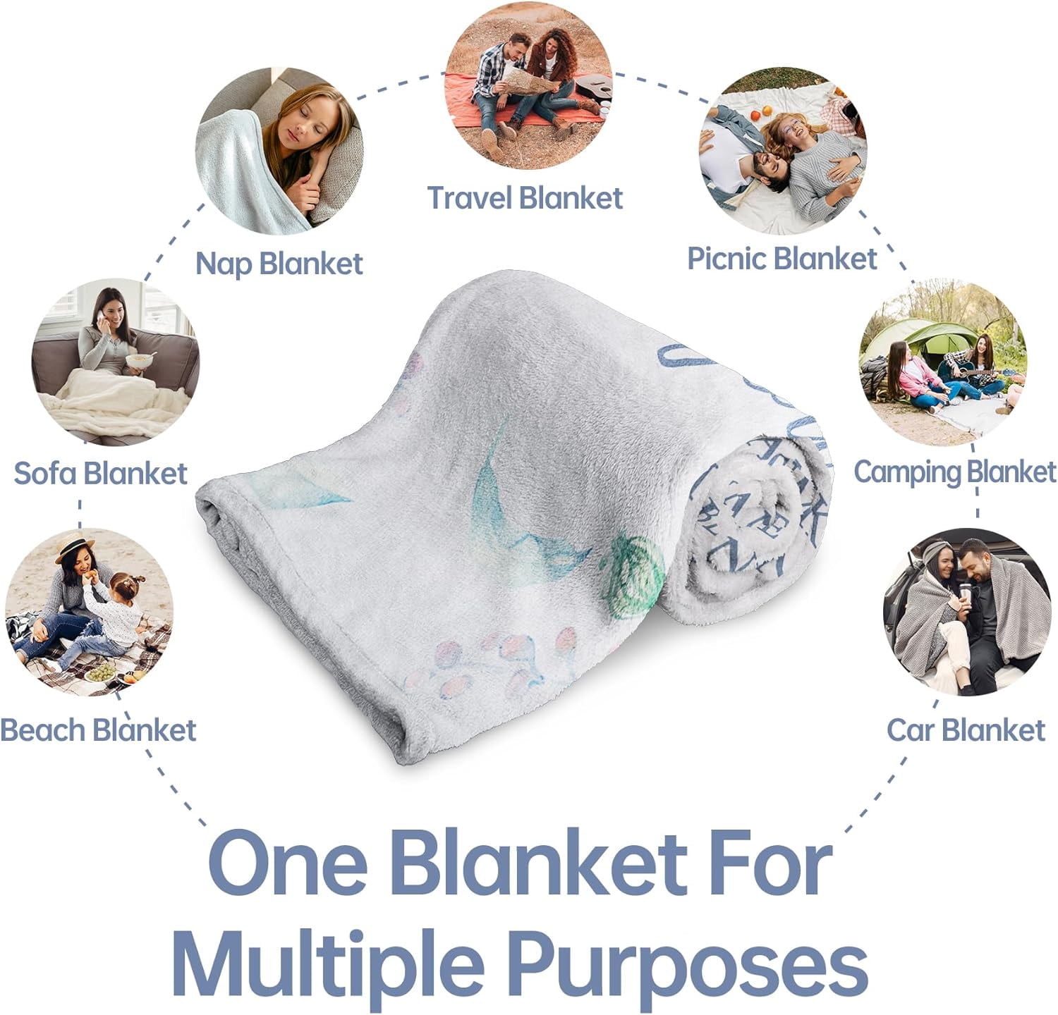 NICKSUN Blanket Gifts for Grandma, Grandma Birthday Gifts, Mother's Day Gifts for Grandma from Grandkids, We Love You Cozy Throw Blankets Present 50" x 60"