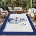 thumbnail image 2 of Nautical Sailboat Outdoor Rug 5x8 Ft - Reversible Patio Rug Outdoor Camping Rugs, Navy Blue Ocean Seagull Waves Ship Washable Indoor Outdoor Area Rugs, Non-Slip Outdoor Carpet Runner for Deck/Porch, 2 of 7