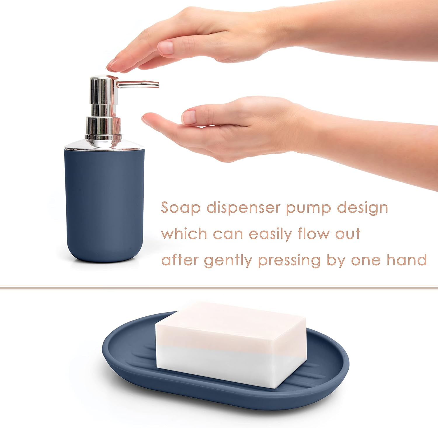 Moss & Stone 6 pcs Bathroom Accessories Set, Bathroom Decor Sets Includes Soap Dispenser, Toothbrush Holder, Toothbrush Cup, Soap Dish, A Complete Bathroom Accessories Blue Set