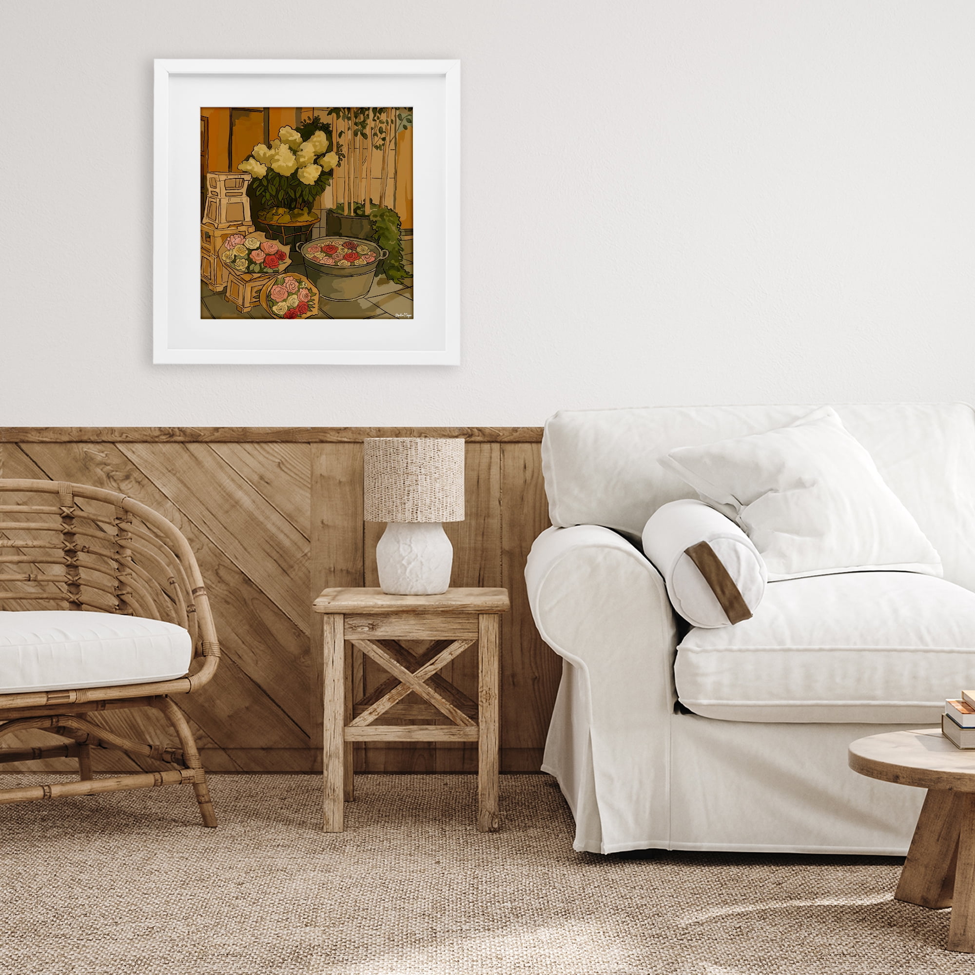 Stupell Industries London Town Flowers White Framed Print Under Glass, design by Amelia Noyes