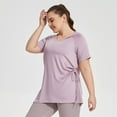 thumbnail image 2 of Jalioing Women's Short Sleeve Athletic Hoodies Plus Size Quick Dry Hooded Gym Workout Shirt Breathable Yoga Tops, 2 of 7