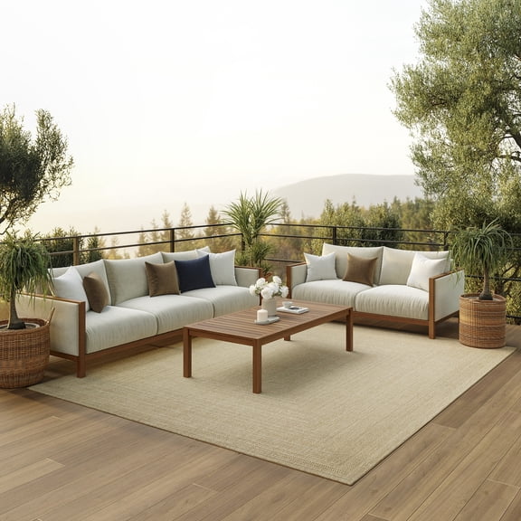 Nourison Tulum 8' x 10' Taupe Ivory Outdoor Rug