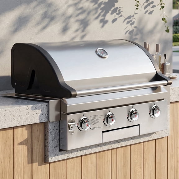 4 Burners Built-In Gas Grill, 40,000 BTU Outdoor Kitchen Grill with 653.2 Sq.in Cooking Area, LPG/NG, Perfect for Backyard BBQs