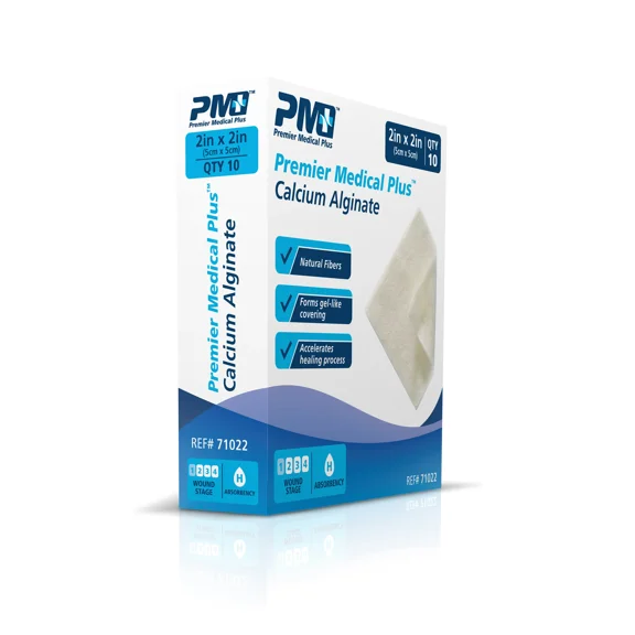 Premier Medical Plus Calcium Alginate Wound Care Dressing 2x2 Box of 10
