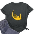 thumbnail image 6 of Penkiiy Happy Ramadan Tops Blouse for Women Women's Graphic Tees Moon Print Short Sleeve Round Neck T Shirts Tops M Dark Gray, 6 of 6