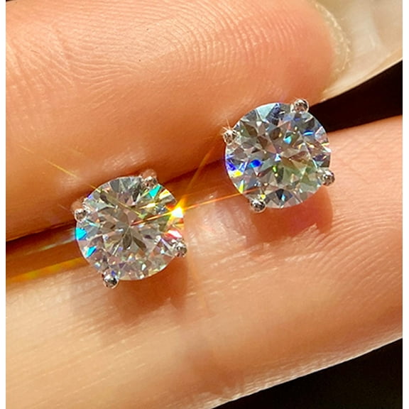 1Ct Lab Created Diamond Round Cut Fancy Stud Earrings 14k White Gold Plated