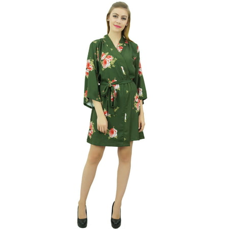 

Bimba Women s Floral Printed Georgette Bridesmaid Robe Green Coverup Wrap-18