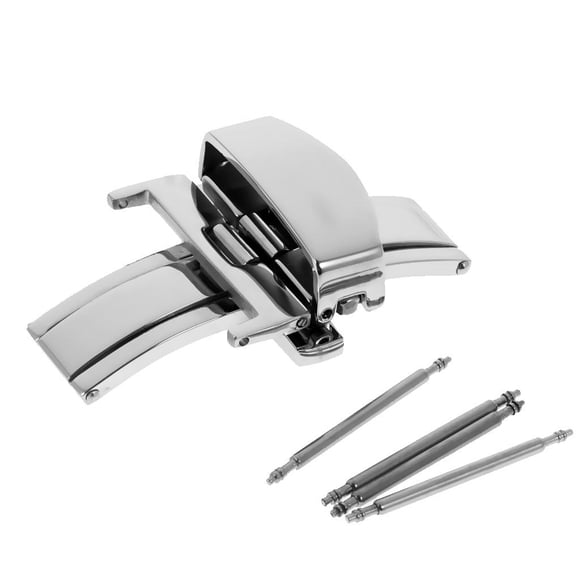 Hebilla de reloj de acero inoxidable con doble botón pulsador y cierre de correa plegable 16 mm