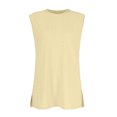 thumbnail image 6 of Women's Fashion Round Neck Sleeveless Slit Tank Top, Solid Color Casual Top for Stylish Summer Outfits,Yellow,L, 6 of 7