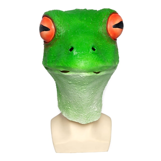Máscara de látex para cosplay, diseño de rana verde, fiesta de Halloween, 30 x 30 cm