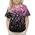 thumbnail image 4 of AUNVITO Kids Stylish Cute Casual Short Sleeve School Uniform Shirt with Star Sequins Pocket Glitter Comfy Sparkling Design, 4 of 7