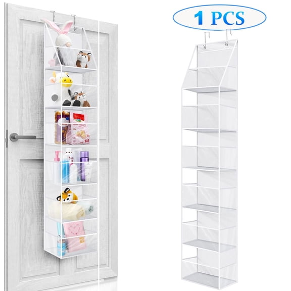 Over-The-Door 6-Tier Hanging Pantry Organizer with Clear Plastic Pockets, Large Capacity Space-Saving Storage for Kitchen, Bathroom, Closet, Bedroom,1PC-White