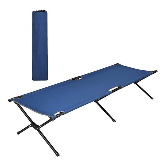 Folding Camping Cot, Heavy Duty Portable Military Cot with Fabric, Foldable Camping Bed for Outdoor Camping Hunting Indoor Office Nap (Blue)