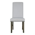 thumbnail image 3 of Luo 19 Inch Dining Chairs Set of 2- Nailhead Trim- Gray Fabric- Brown Wood, 3 of 6