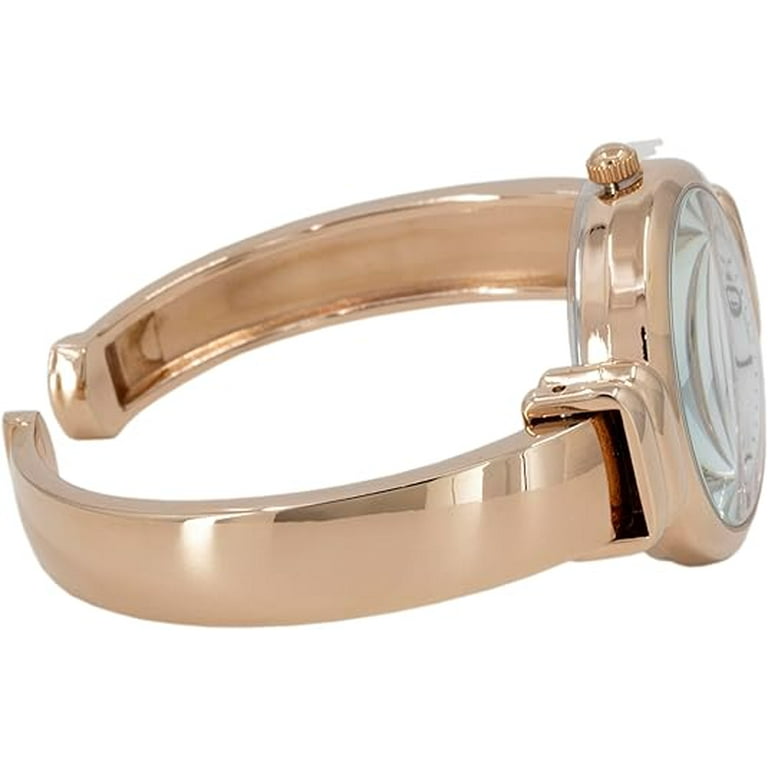 Women\'s Gold White Analog Metal hinged Bangle Pearl Cuff Bracelet Wrist Watch Blekon Original Mother Of Pearl Cuff Bracelet Watch For  main image 3