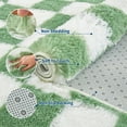 thumbnail image 3 of HOMERRY 8' x 10' Fluffy Area Rug for Living Room Geometric Check Shaggy Indoor Carpet Fuzzy High Pile Plush Floor Cover, Green White, 3 of 5