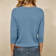 thumbnail image 4 of cocolona Womens Solid Color 3/4 Sleeve Tops Crew Neck Basic Loose Shirt Dressy Casual Outfits Blouses, 4 of 6