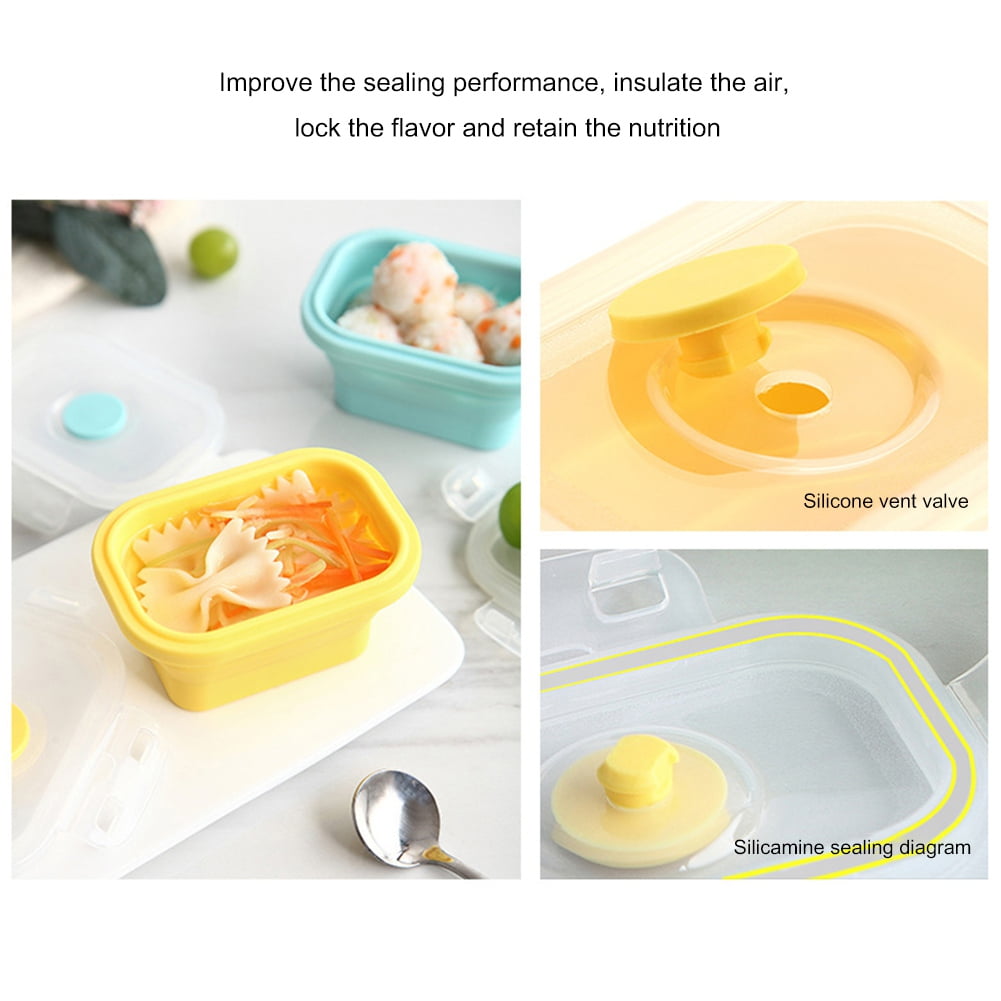 Altsales 4PCS Foldable Silicone Food Box Leftover Storage Containers  Collapsible Kid Bento Box Stackable Boxes for Kitchen/Outdoor  Picnic/Business