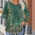 thumbnail image 6 of Xdegoge Plus Size Shirts for Women Long Sleeve Floral Print Pleated Shirts Crewneck Dressy Casual Blouses Stretchy Soft Comfy Loose Fit Tshirt Fall Fashion Clothes Streetwear, L-5XL, 6 of 7
