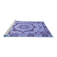thumbnail image 2 of Ahgly Company Machine Washable Indoor Round Abstract Blue Modern Area Rugs, 4' Round, 2 of 4