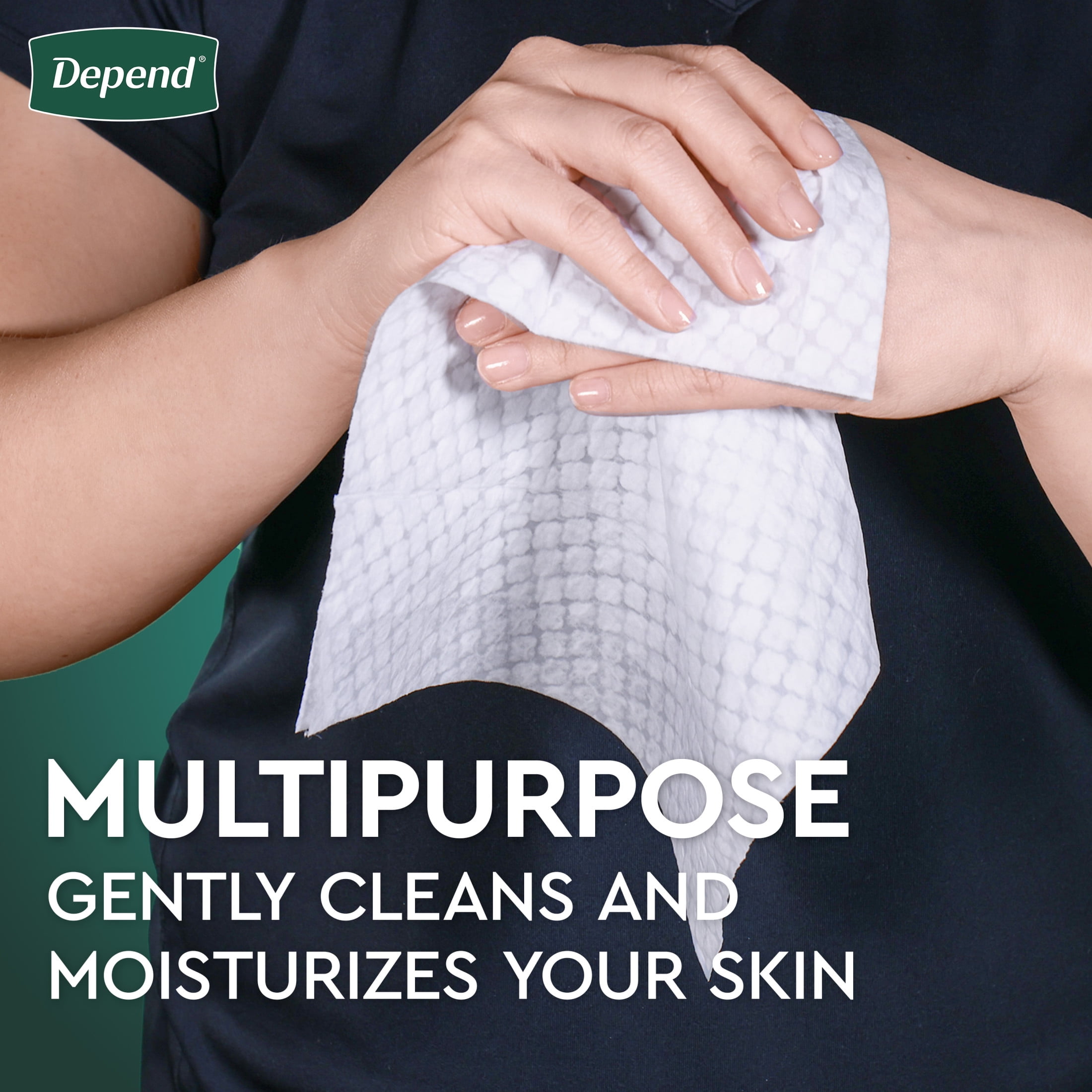 Depend XL Disposable Washcloths for Adults, 8 Flip-Top Packs, 42 Wipes Per Pack (336 Wipes Total)