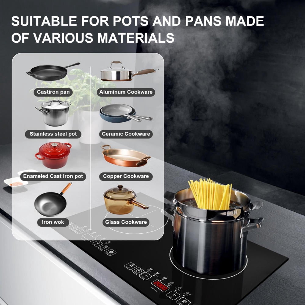 WZTO Electric Double Burner Touch Control 2000W2000W Kitchen Stove Portable Electric Hob 110V Electric Cooking Stove for Fry Simmer Steam sincere