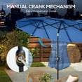 thumbnail image 5 of TENGDA Outsunny 9.5  Double-sided Patio Umbrella with 3 Air Vents Tilt and Crank Outdoor Umbrella Navy Blue On-Site, 5 of 10