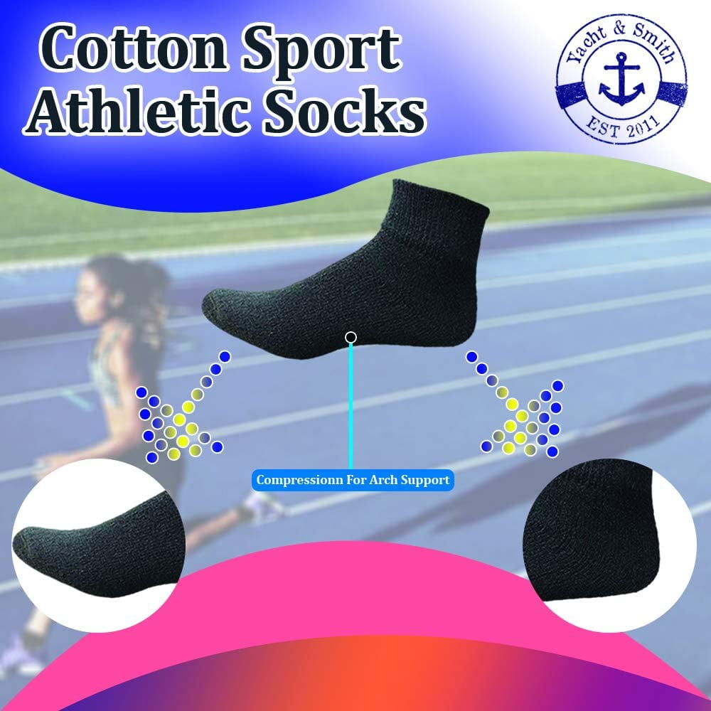 Yacht & Smith Wholesale Bulk Womens Mid Ankle Socks, Cotton Sport Athletic Socks - Size 9-22