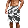 thumbnail image 2 of LTTVQM Men's Cargo Shorts Camo Shorts Men Elastic Waist Drawstring Work Hiking Shorts Outdoor Knee Length Bermuda Short with Multi-Pocket White 2XL, 2 of 4