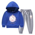 thumbnail image 3 of Hello kitty moda dibujos animados Otoño/Invierno niños suéter con capucha + pantalones casuales niños grandes más ropa gruesa de terciopelo cálido invierno, 3 of 5