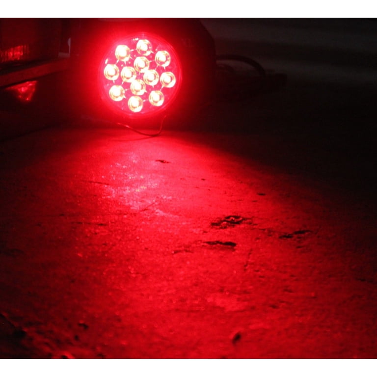 PVerandio 6-Piece Round LED Trailer Light Kit - 4 Inch Red Stop/Turn/Tail & White Reverse Lights - IP67 Waterproof, 12V With Wiring