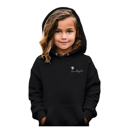 

Xijirk Kids Girls Sports Shirt Boy Girl Casual Coconut Tree Print Hoodie Pullover Hooded Sweatshirt with Pocket Suitable for Teen-Black-11-12 Years