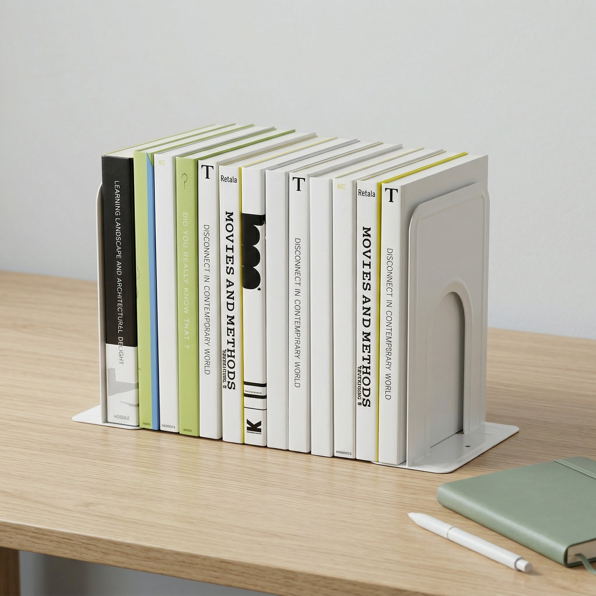 Unique Bargains Expandable Iron Bookends with Compartments White 5.2"L x 6.5"W x 8.5"H