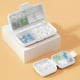 thumbnail image 4 of Dispensador de medicamentos rectangular de plástico | Cortador de pastillas ajustable | Organizador portátil de tabletas de plástico blanco | Dosificación precisa para viajes, oficina y uso doméstico, 4 of 5