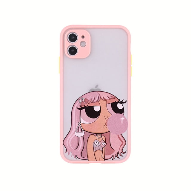 Funda de teléfono The Powerpuff Girls para iPhone 14 Plus 13 12 11 Pro Max Mini Xs Xr X 8 7 Plus, cubierta dura translúcida mate negra Fivean unisex
